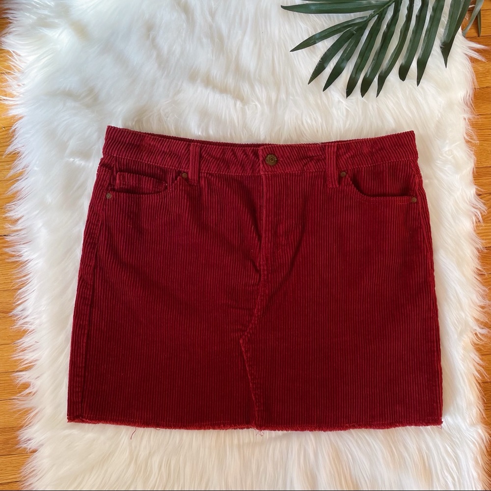 Red Burgundy Corduroy Mini Skirt